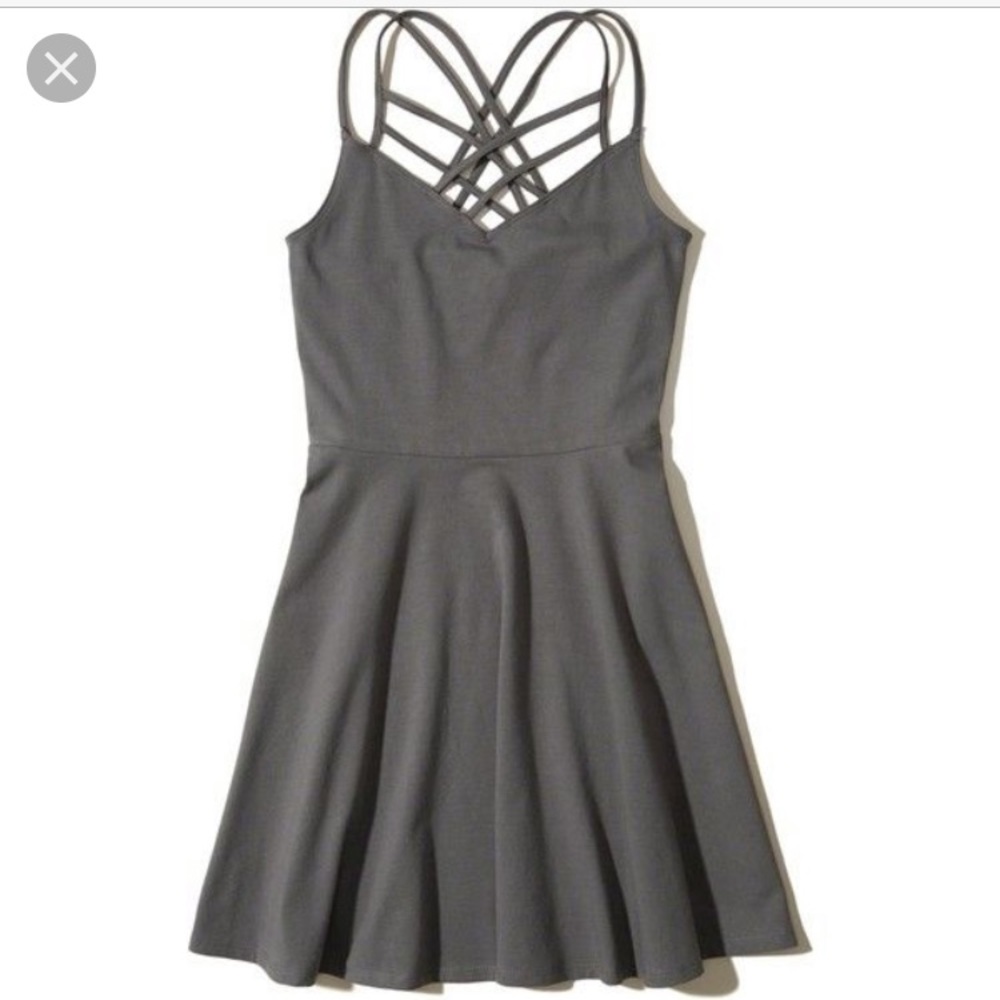 Hollister Light Gray Strappy Skater Dress